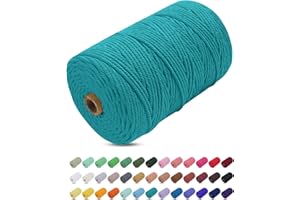 Uiopa Hilo Macrame 3mm x 200m, Cuerda Macrame Gruesa Cuerda de Algodon Natural, Cordel Colores Hilo de Algodón para Manualidades, Macrame Pared, Cortinas, Colgar Plantas, Colgar Fotos (Azul eléctrico)
