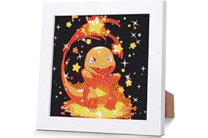 Sencangxun Diamond Painting Kinder Junge Feuriger Drache Bilder, 5d Diamant Painting mit Rahmen Kreative Geschenke für Mädchen und Jungen, Home Wall Decor 18x18 Cm