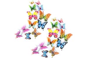 Tuxiaobu 24Pcs Farfalla Specchio Fai da Te, Adesivi Murali Rimovibili Farfalla 3D Adesivi Murali, Decorazione Murale Decalcomania per Camera dei Bambini, Camera da Letto, Soggiorno - Colorato