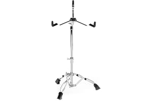 Fame Snare-Ständer SDS4000, doppelstrebig, höhenverstellbar von 35 cm – 49 cm, breite Gummifüße, Neigungswinkel einstellbar, Korbgröße stufenlos verstellbar, stabile Konstruktion, Drum Hardware