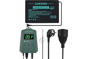 Luxbird Terrarium Heizmatte mit Thermostatregler, Klebendes Reptil Heizmatten mit Temperaturregelung für Reptilien Schildkröten Schlangen