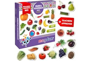 Magdum Frutas y Bayas y Verduras Imanes Niños 50 Piezas - Imanes Nevera Niños - Juego Imanes - Juegos Magneticos para Niños - Imanes para Niños - Imanes Infantiles - Juguetes Educativos 3 Años