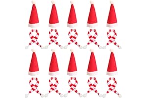 Dereine 20 Stück Mini Weihnachtsmütze, Kleine Weihnachtsmütze und Schal Set, Nikolausmütze Klein für Weihnachten Weinflasche Abdeckung, Puppenhaus, Weihnachtsfeiern