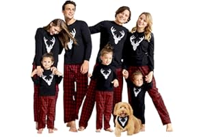 IFFEI Weihnachts Pyjama Passende Familien Pyjama Sets Langarm Schlafanzug Zweiteiler Tops und Pants Hausanzug