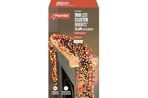 Premier 960 Vintage Gold and Red Multi Action LED Cluster Lights for Christmas Tree, Garland with Timer 6 watts - ‎26.5 x 14.8 x 11.1 cm; 1.09 Kilograms