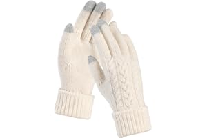 TRENDOUX Guanti Donna Invernali Termici: Guanti in Lana Merino Touch Screen Foderato Caldi, Guanti in Pile Elastico Lavorati a Maglia Ideale per Smartphone Corsa Sci Ciclismo Neve Guida, Taglia Unica