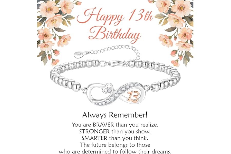 KLIFOWDY 8th 9th 10th 11th 12th 13th 16th 18th 21st Birthday Gifts for Girls S925 Sterling Silver Infinity Bracelet for Girls Jewelry Gifts for Sister Daughter Granddaughter