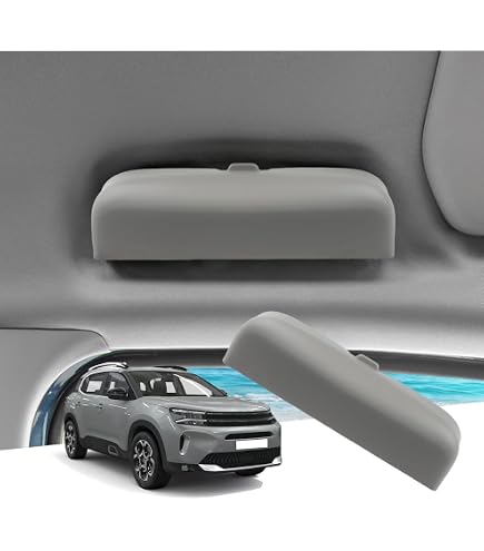 CDEFG Étui à Lunettes De Voiture Compatible Citroën C5 Aircross / C4 / C5 X – Gris – Porte-lunettes ABS Anti-rayures