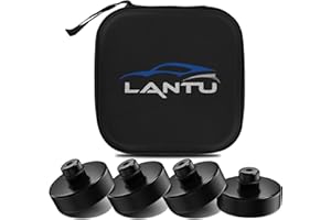 LANTU Lot de 4 patins en caoutchouc pour cric Tesla Model 3/Y/X/S - Protection en caoutchouc - Adaptateur Jack Pad avec boîte de rangement - Accessoires Tesla Model 3 Model Y - Noir