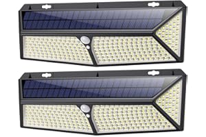 iPosible Luz Solar Exterior, [Más Brillante Modelo 288 LED 2500 Lumens 2-Paquete] 270 °Iluminación Foco Solar con Sensor de Movimiento Impermeable 3 Modos Lámpara Solar para Jardín Camino