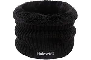 NLAND Braga Invierno Cuello Mujer Hombre Bufanda Tubular Redondo con Doble Cara de Punto y Forro Felpado