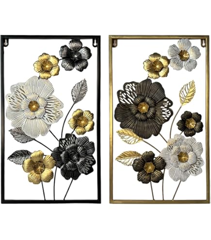 Quadro Decorativo Metallo Foglie - Decorazione Parete 37x65cm Per Casa In Stile Moderno E Naturale - Foto 10