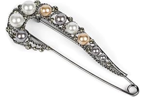 styleBREAKER 05050108 - Spilla da balia da donna in formato XXL con strass e perline per poncho, scialli o sciarpe