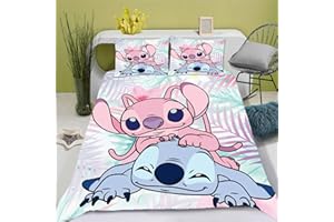 Bfrdollf Ropa de cama con diseño de Lilo y Stitch con estampado 3D, 135 x 200 cm, funda nórdica y funda de almohada de anime, para adolescentes (135 x 200 cm, 6)