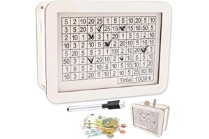 ‎TAKUZA TAKUZA Spardose Aus Holz, Sparbox 1000 Euro, Spardose zum Ankreuzen, Spardose Erwachsene, Sparbox Mit Sparziel, Spardosen, Sparschwein Mit Marker, Hilft Erwachsene und Kinder Die Gewohnheit Zum Sparen