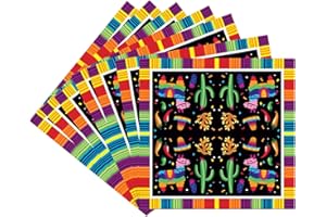 TOYHOOD 24 Sheet Mexican Fiesta Party Napkins, 33x33 cm, Mexican Theme Cactus Horse Chilli Pattern Serviettes, Colorful Paper Napkin Lunch Dinner, Skull Day of The Dead, Birthday Baby Shower Party Supplies
