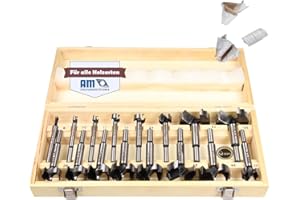 AM-Zerspanungstechnik Forstner - Set di punte professionali per legno, diametro 6 – 54 mm, 16 pezzi, punte per trapano per legno