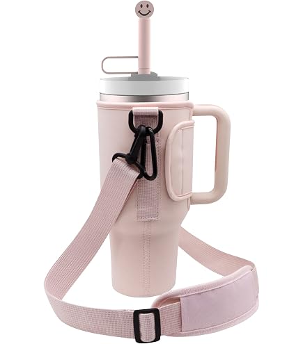 Custodia Portaborraccia Per Stanley Cup 1,2L (40 Oz) - Neoprene, Con Scomparto Per Cellulare, Tracolla Regolabile E Moschettone - Per Viaggi E Sport (Rosa/Blu/Nero/Crema)