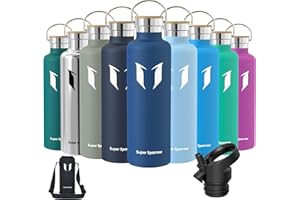 Super Sparrow Borraccia Termica - Bottiglia Termica Senza Perdite - 350ml/500ml/620ml/750ml/1L - Senza BPA Borracce Bambini - Per Scuola, Sport, Campeggio, Palestra, Ciclismo - Con 2 Tappi