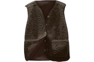 Yutdeng Teddy Fleece Gilet for Women UK Fluffy Waistcoat Button Down Vest Tops Lightweight Cozy Gilets Ladies Body Warmer Sleeveless Jacket with Pockets for Running Winter Fall Outerwear
