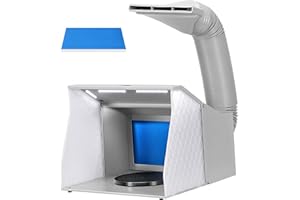 VIVOHOME Cabina de Pintura con Aerógrafo de Doble Ventilador con 4 Luces LED Portátil Cabina de Ventilación para Aerografía con Filtro Adicional Pintar Modelo