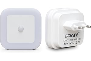 SOAIY 2 Pezzi Luce notturna led Luce Sensore di Movimento Luce da presa 3 Modalità ON/OFF/AUTO per bambini camera, bagno, soggiorno, corridoio, ecc (Luce Calda)