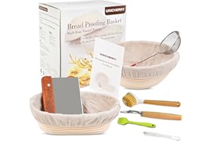 UNICHERRY Kit de paniers de fermentation, Banneton ronds de 23cm et ovales de 25cm, Livré avec 6 outils de cuisson pour la pâtisserie professionnelle et domestique