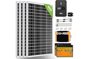 ECO-WORTHY 680W 12V Pannello Solare Kit Completo con Accumulatore per Sistemi Solare Off-grid:4 Pannelli Solari 170W+Regolatore di Carica Mppt 40A+Inverter Onda Pura 2000W+2 Batteria LiFePO4 100Ah