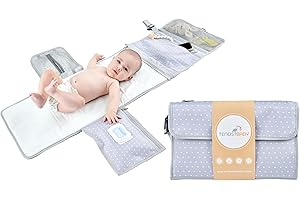 TENDS Cambiador bebe portatil XL ideal como regalo para recién nacido-El cambiador plegable impermeable de pañales es un bolso desmontable con 6 bolsillos como neceser para artículos de bebé