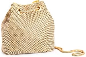 HARPIMER Bolso de Noche de Lujo Bolso Fiesta Mujer Platead Bolso de Hombro Mujer Glitter Diamond Embrague Mano Cadena de Encogimiento para Boda/Fiesta/Baile-Dorado