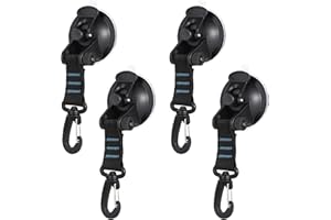 Monsully 4 Pieces Suction Cup Camping, Camping Car Suction Cup Camping Suction Cup with Hooks Suction Cup Anchor for Camping, Motorhome, Household, Tarpaulins, Workshop, Awnings, Sun Sail