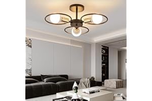 YOODI Plafoniera Soffitto Vintage 3 Lampadine, Lampadario Soggiorno Moderno Lampadari Cucina Plafoniera Cameretta con Base E27, Lampadario Bagnocon in Metallo (Senza Lampadina)