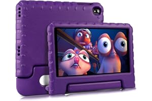 UJJ Tablette Enfants 8 Pouces Android Tablette avec3 RAM + 32ROM, Up to Expandable, GMS Certified, WiFi, Contrôle Parental, Double Caméra, Iwawa, Tablette avec Étui Anti-Chute - Violet