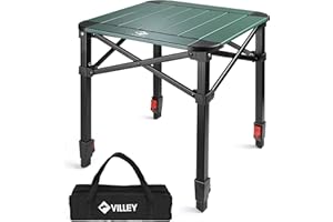 VILLEY Tavolo Pieghevole in Alluminio con borsa per il trasporto, tavolo da campeggio pieghevole, tavolo da balcone pieghevole, tavolo da giardino per picnic, campeggio, 40 * 40 * 53cm