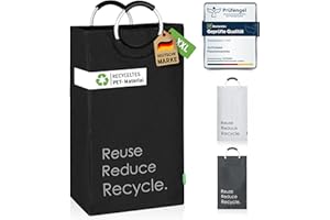 COTTARA® Pfandflaschen Sammelbehälter xxl – Pfandbehälter verschließbar aus recyceltem Material – Flaschensammler Leergut zur Flaschenaufbewahrung oder recycling Behälter – schwarz 75L