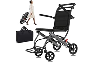 Wisging Ultra-Light Transport-Rollstuhl - Folding tragbarer Rollstuhl mit Handbremse - Trolleys für ältere Flugzeugreisen