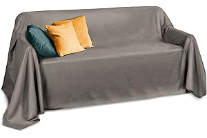‎BEAUTISSU Beautissu Tagesdecke 210x280 cm Überwurfdecken für Sofa Romantica Wildleder-Optik Überwurf Bettabdeckung Tagesdecken Bettüberwurf & Sofaüberwurf Decke Sofa Überwurfdecke Bett Tagesdecke Grau