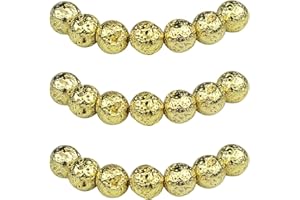 ‎MJDCB MJDCB Perlen zum Auffädeln 8mm 45 stück Golden Lava Halbedelsteine Perlen mit Loch Natürliche Lose Runde Steinperlen für Herstellung Schmuck Armbänder Halsketten