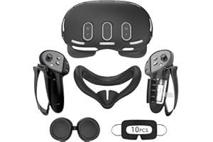 Tyasoleil Zubehör kompatibel mit Oculus Quest 3, Silikon-Abdeckungsset für Meta Quest 3, VR-Zubehörset, einschließlich Grifflederabdeckung für Controller, VR-Schalenabdeckung, Gesichtsabdeckung