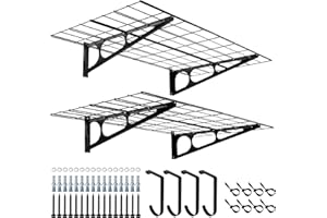 SINOER 2 Estanterías de 2 x 4 Pies con Ganchos, 24 x 48 Pulgadas, Estantería de Pared de Metal para Tienda, Cobertizo, Almacenamiento