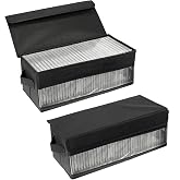 QWORK 2 x CD Storage Box 36 x 14 x 6 cm Black Fabric Organizer for 30 Standard CD Sleeves, 60 Slim Sleeves or 165 CD Sleeves