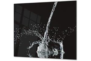 CONCEPT CRYSTAL Planche de cuisine en VERRE trempé – Planche à découper en verre – Couvre-plaques de cuisson – UNE PIÈCE (60x52 cm) ou DEUX PIÈCES (30x52 cm chacune);D02 Série Eau: Eau 10