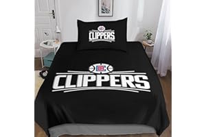 GOOSMI Los Angeles Clippers Set Di Biancheria Da Letto 3D NBA Team Logo Copripiumino Microfibre 2 Pezzi Copripiumino Con Chiusura A Cerniera E Federa Per Adulti E Bambini Single（135x200cm）