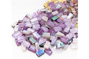 BTMIEY Azulejo de mosaico pequeño de 500g, pasatiempos artesanales de cristal hechos a mano para manualidades, marcos de fotos DIY a granel, posavasos de joyería hecho a mano(serie púrpura)