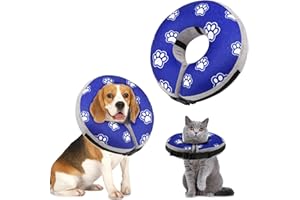 Inflatable Dog Collar, FWLWTWSS Dog Cone Collar Soft Comfy Buster Collar Protective Dog Donut Collar Cat Cone Adjustable Dog Recovery Collar for After Surgery or Wounds Healing, Does Not Block Vision