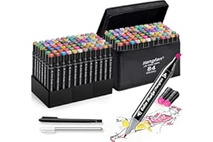 hangfan Alcohol Based Ink Art Markers, 84 Colors Broad&Fine Dual Tip Permanent Markers Pen Set for Professional Coloring Illustrations Sketch Drawing Painting Card Making (Black)
