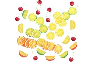 Vulevirtue 40Pcs KüNstliche Zitronen Kunstobst Obst Dekoration,künstliche Zitronenscheiben,Zitronenscheiben Deko,für Fotografie Requisiten,Haus und KüchenhochzeitsDekoration