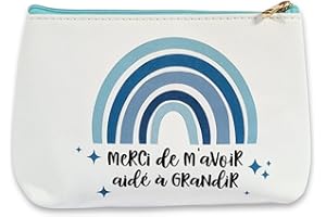 TE Whaka Pochette Merci de m'avoir aidé à Grandir | Cadeau Nounou, Creche, maitresse d'école, Atsem, aesh, periscolaire - Fin d'année Scolaire - Cadeaux remerciements Merci (Bleu)