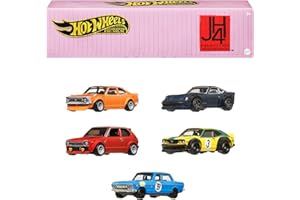 Hot Wheels Premium Car Culture Japan Historics 4 Conjunto con embalaje especial y 5 coches metálicos a escala 1:64, embalaje para exhibir de coleccionista, se puede apilar para guardarse, HRW84