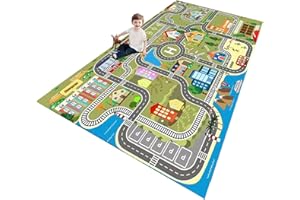 ZFHNYJWKL Alfombra Coches Infantil Alfombra de Juego Carretera, Juegos, HabitacióN Road Playmat para Jugar con Coches y Juguetes(B,140X200CM)
